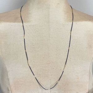 Roost Navy Gold Fine Beaded Necklace Boho 30”